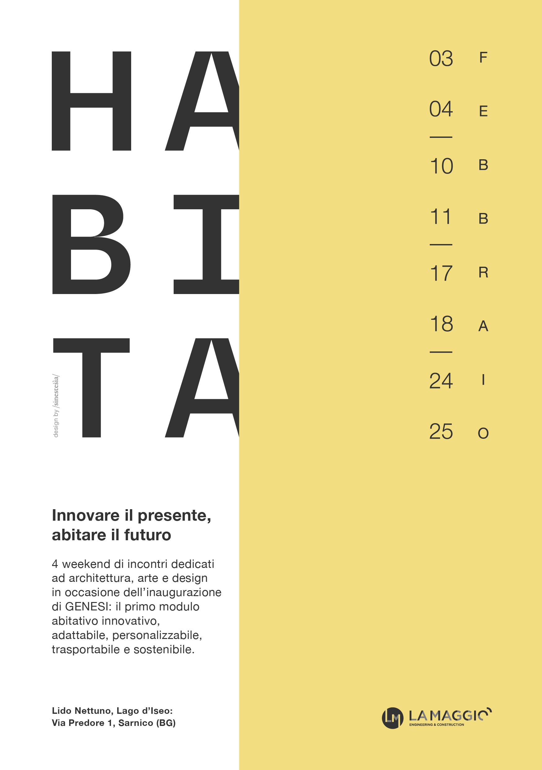 Genesi flyer habita fronte
